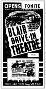 Poster of the First Drive-in movie in Belleville, KS.